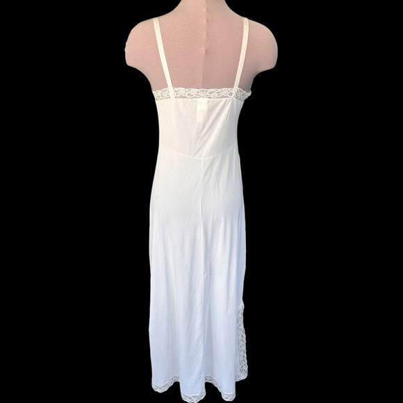 NWOT Vintage Shirey Chemise Sleepwear Midi Length Sleeveless Side Slit White 6 - Picture 6 of 10